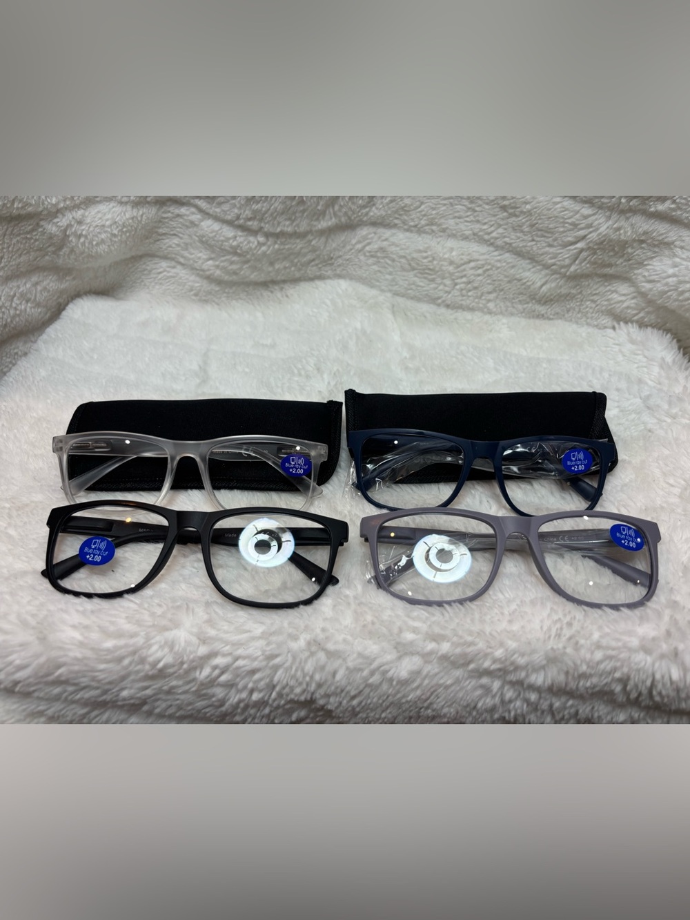 New full size readers 2x set of 4 blue screen block black grey clear navy